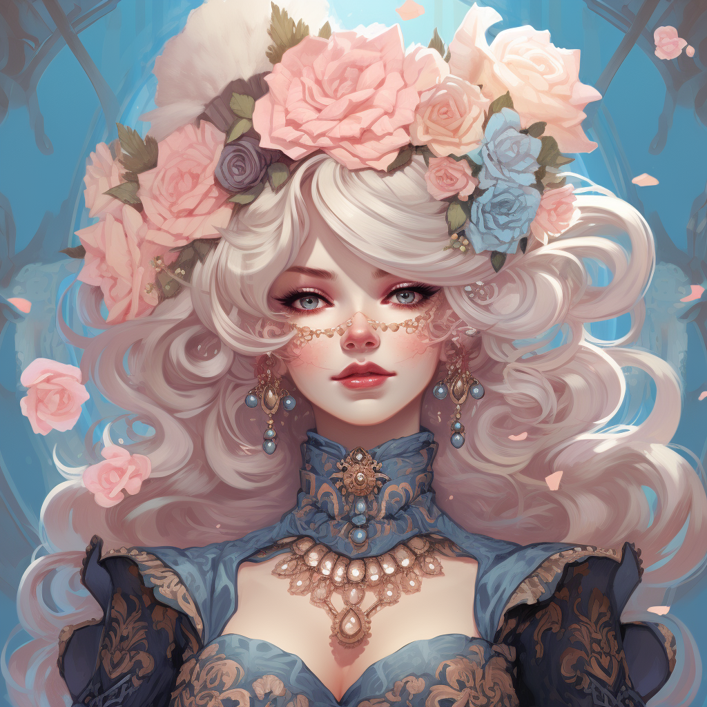 ilustración estilo anime de un retrato de María Antonieta